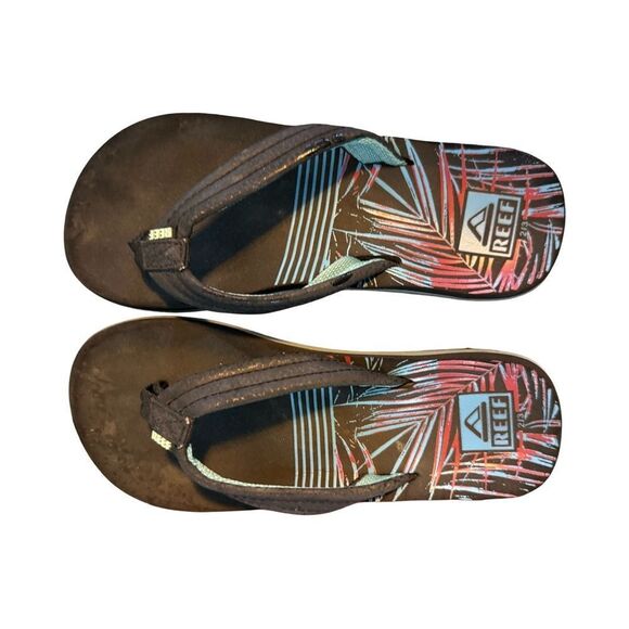 Reef Kids Water Shoes - Black with Multicolor Design - Picture 1 of 4